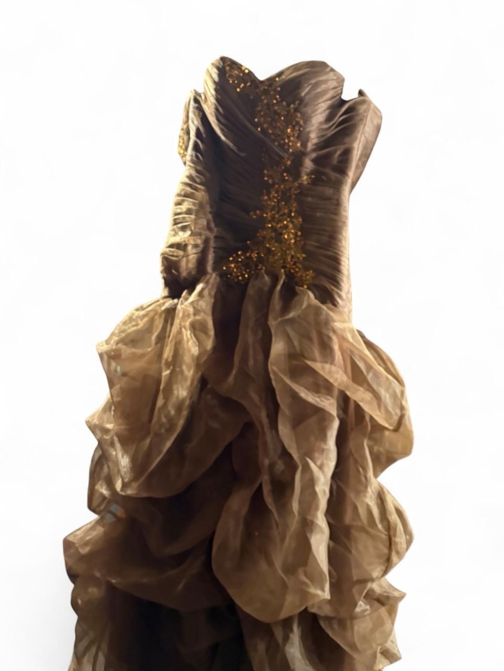 Brown Ruffle Prom Dress - Picture 3 of 7
